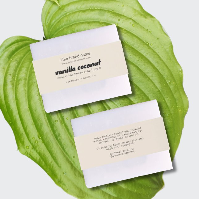 Bandeau De Faire-part Étiquette moderne soap beige ingrédients emballage (Créateur téléchargé)