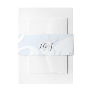 Bandeau De Faire-part Étoile de mer blanche Bleu de plage Mariage élégan
