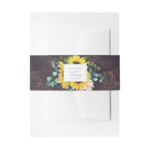 Bandeau De Faire-part Eucalyptus de tournesol russe Mariage bois