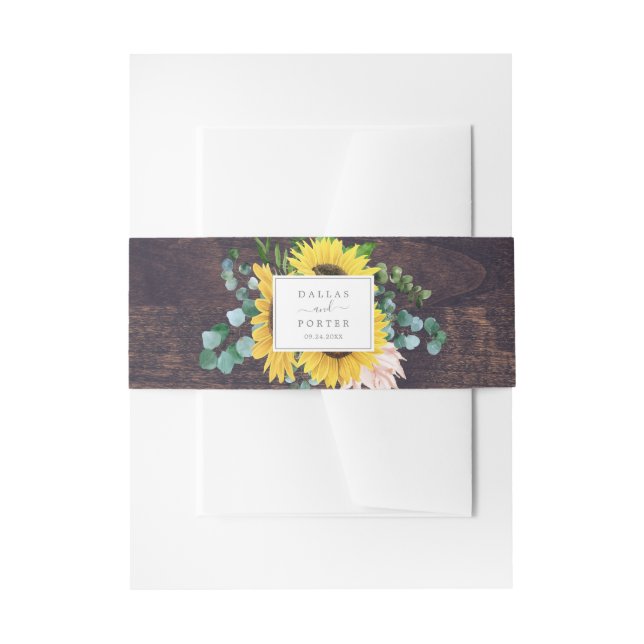 Bandeau De Faire-part Eucalyptus de tournesol russe | Mariage bois (Devant example)