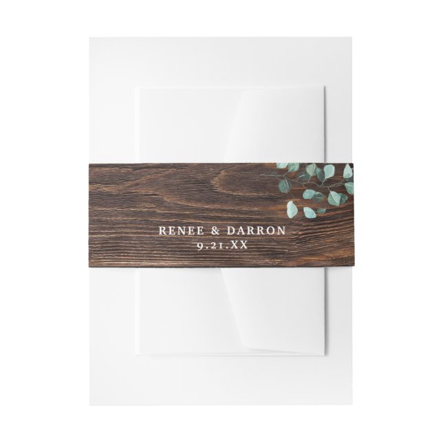 Bandeau De Faire-part Eucalyptus et verdure en bois (Devant example)