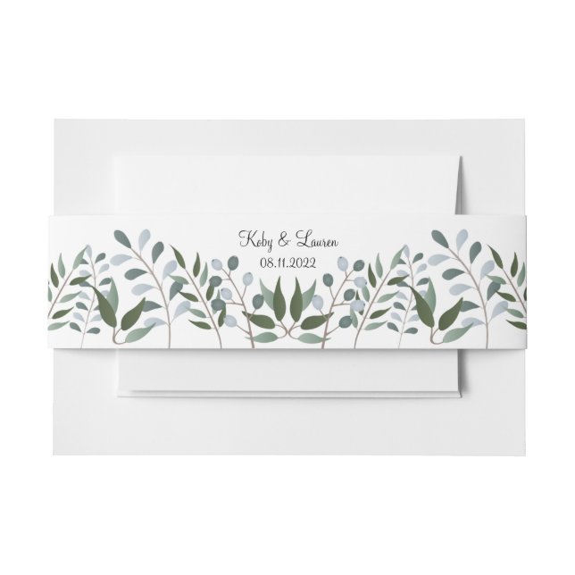 Bandeau De Faire-part Eucalyptus Green Anniversaire Floral Date (Devant Example)