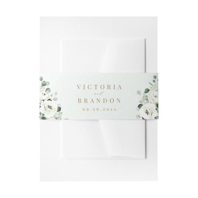 Bandeau De Faire-part Eucalyptus Verdure blanc floral rustique mariage (Devant example)