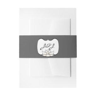 Bandeau De Faire-part Exquis Lotus en Gris Étain et Blanc Invitation Ban