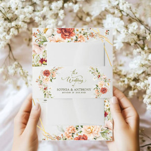 Bandeau De Faire-part Faire-part de mariage Belly Band Blush Peony Flora
