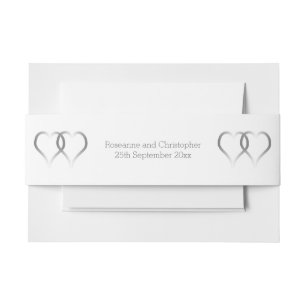 Bandeau De Faire-part Faire-part de mariage Belly Band Coeurs d'argent