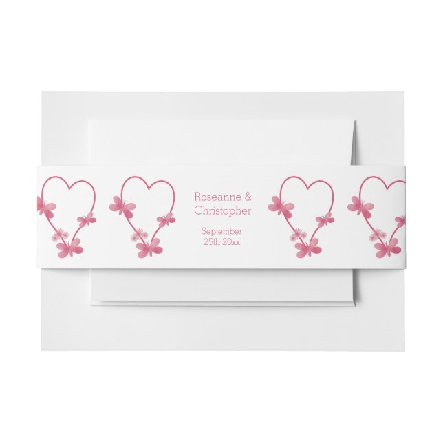 Bandeau De Faire-part Faire-part de mariage Belly Band Pink Heart (Devant Example)