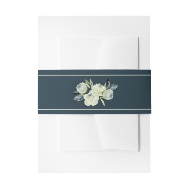 Bandeau De Faire-part Faire-part de mariage bleu marine floral enchanté (Devant example)