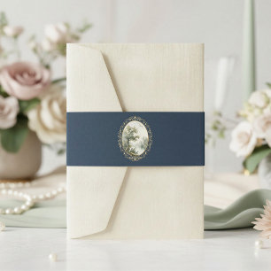 Bandeau De Faire-part Faire-part de mariage bleu marine pastoral françai