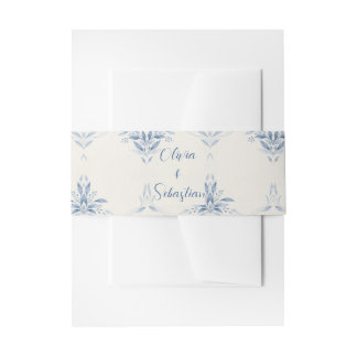 Bandeau De Faire-part Faire-part de mariage floral à l'aquarelle bleue