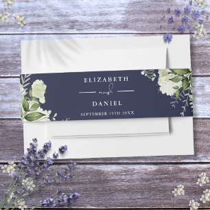 Bandeau De Faire-part Faire-part de mariage floral bleu marine