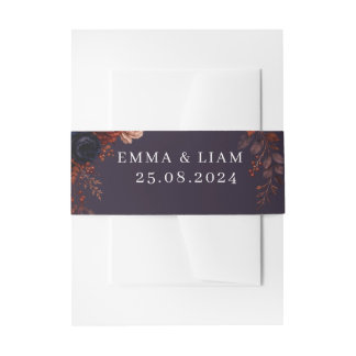 Bandeau De Faire-part Faire-part de mariage floral Bourgogne lunatique V