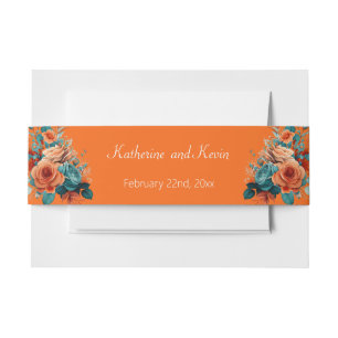 Bandeau De Faire-part Faire-part de mariage Floral turquoise et orange