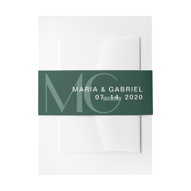 Bandeau De Faire-part Faire-part de mariage minimal de monogramme vert é (Devant example)