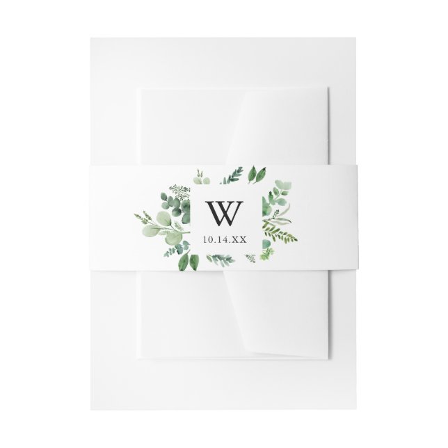 Bandeau De Faire-part Faire-part de mariage Monogramme Eucalyptus Vert (Devant example)