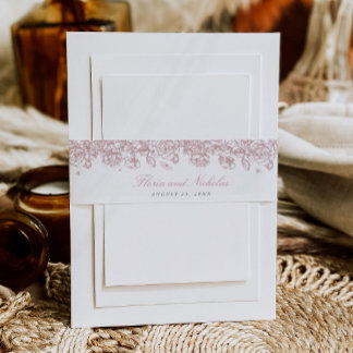 Bandeau De Faire-part Faire-part de mariage rose avec toile de Jouy et b