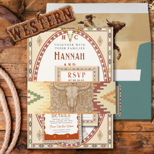 Bandeau De Faire-part Faisceau de mariage de la frontière du Far West