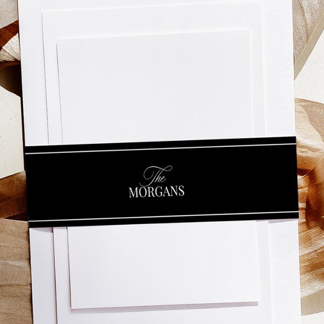 Bandeau De Faire-part Faisceau de mariage noir élégant (Créateur téléchargé)