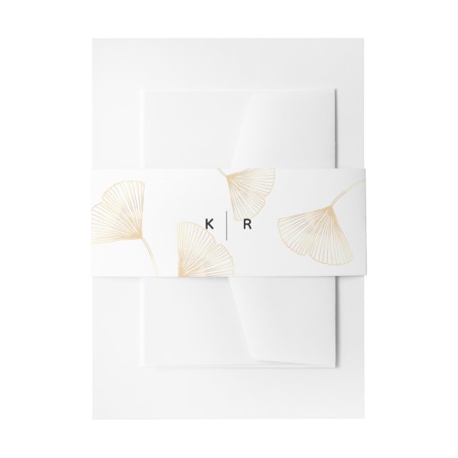 Bandeau De Faire-part Falling Gold Ginkgo Feuille Belly Band Mariage (Devant example)