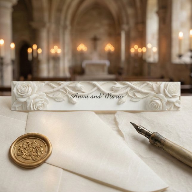 Bandeau De Faire-part Faux Carved Plaster Relief Ivory Floral (Créateur téléchargé)