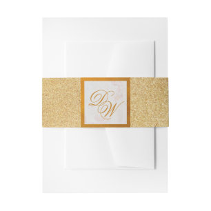Bandeau De Faire-part Faux Gold Foil Monogramme Marbre Parties scintilla