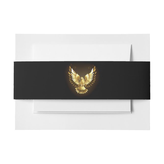 Bandeau De Faire-part Faux Gold Foil Peace Dove en noir (Devant Example)
