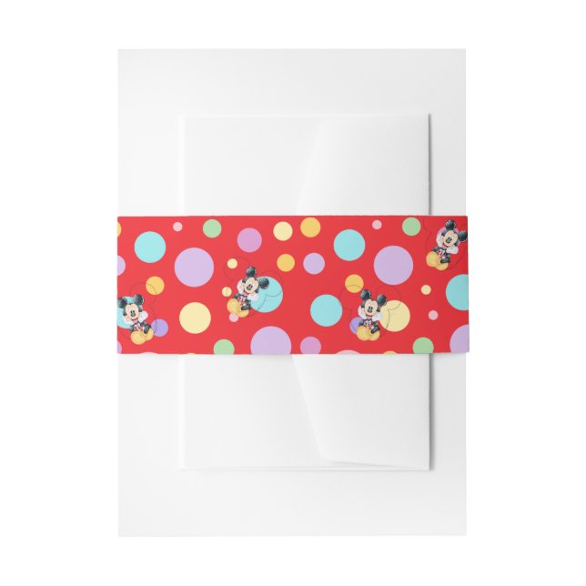 Bandeau De Faire-part Fête bébé Mickey Mouse pois rouges (Devant example)