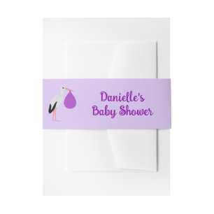 Bandeau De Faire-part Fête de naissance Bébé cigogne genre neutre Violet