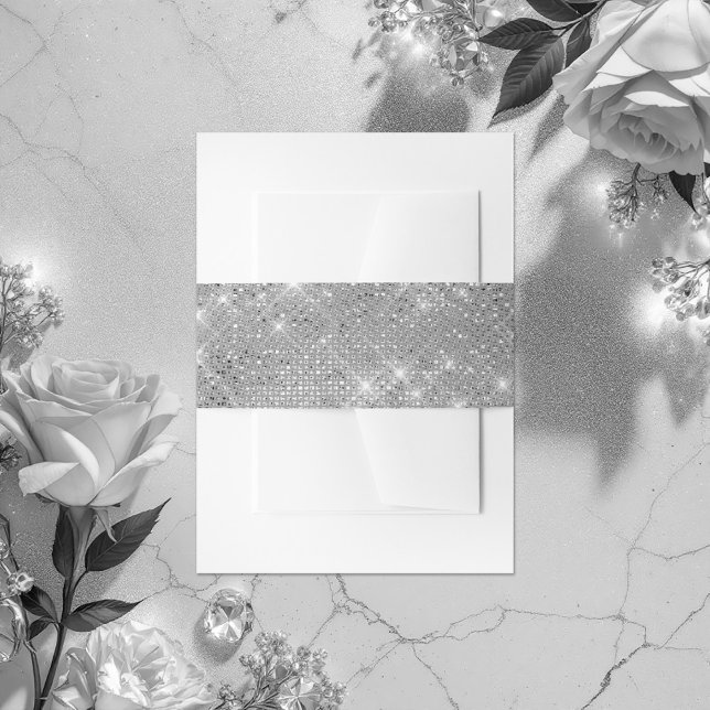 Bandeau De Faire-part Fête des mariées de diamants étincelants de Partie (Chic Faux Glitter Diamonds Margarita Bridal Shower Invitation Belly Band)