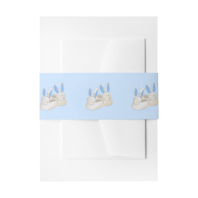 Bandeau De Faire-part Fête Pyjama Bébé Lapin Bleu (Devant example)