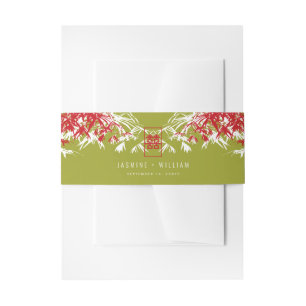 Bandeau De Faire-part Feuille bambou rouge/vert Double Xi Mariage chinoi