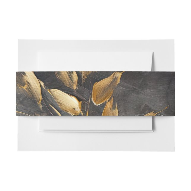 Bandeau De Faire-part Feuille d'or Impasto noir (Devant Example)