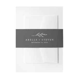 Bandeau De Faire-part Feuille minimale Dark Grey Mariage Belly Band