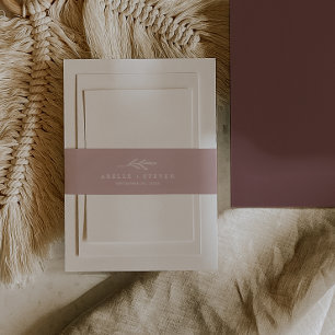 Bandeau De Faire-part Feuille minimale Dusty Rose Mariage Belly Band
