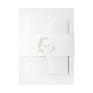 Bandeau De Faire-part Feuille minimale   Mariage de monogramme d'or