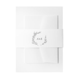 Bandeau De Faire-part Feuille minimale Mariage de monogramme gris fonc