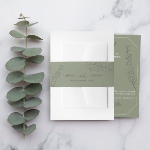 Bandeau De Faire-part Feuille minimaliste dessiné à la main mariage vert