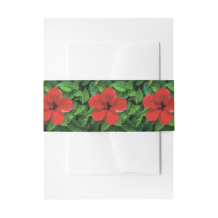 Bandeau De Faire-part Feuille verte et fleur rouge