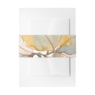 Bandeau De Faire-part Feuilles botaniques aquarelles bleu or mat
