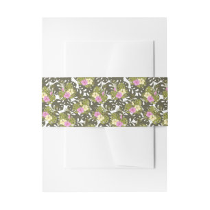 Bandeau De Faire-part Feuilles de jungle tropicale et motif d'hibiscus