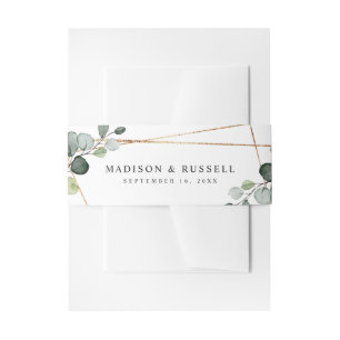 Bandeau De Faire-part Feuilles d'eucalyptus géométrique or
