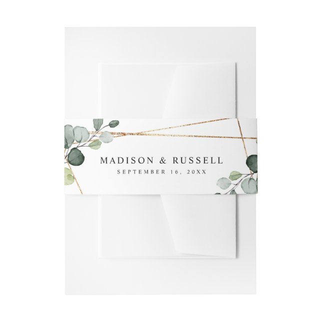 Bandeau De Faire-part Feuilles d'eucalyptus géométrique or (Devant example)