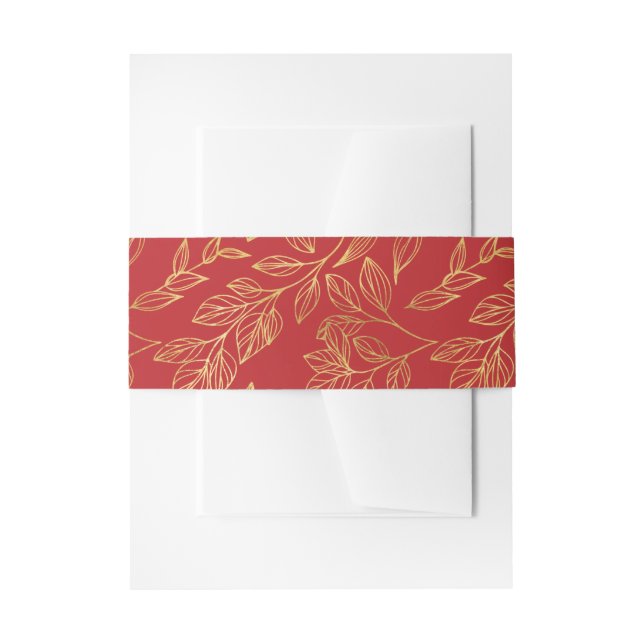 Bandeau De Faire-part Feuilles d'or rouge (Devant example)