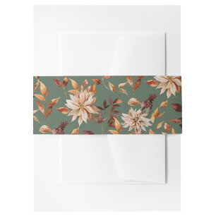 Bandeau De Faire-part Feuilles Florales Automnales Vert Sage