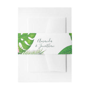 Bandeau De Faire-part Feuilles tropicales aquarelle Mariage personnalisé