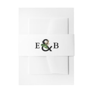 Bandeau De Faire-part Feuilles tropicaux Faux Gold Foil Mariage Monogram