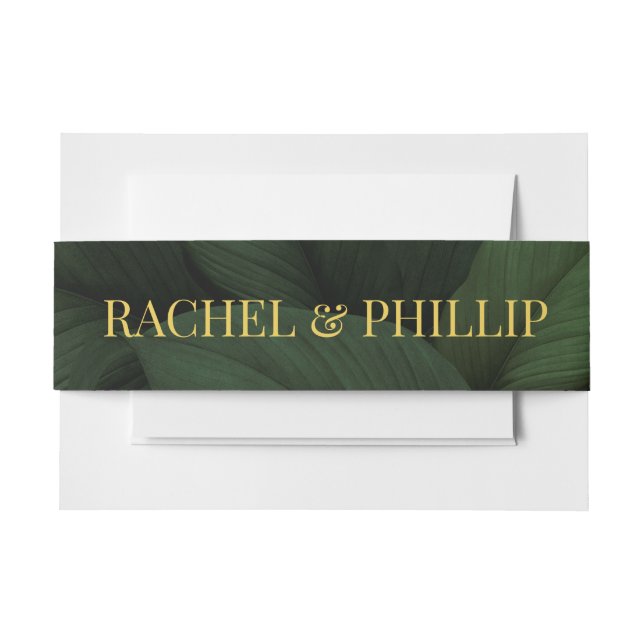 Bandeau De Faire-part Feuilles tropicaux vert foncé (Devant Example)