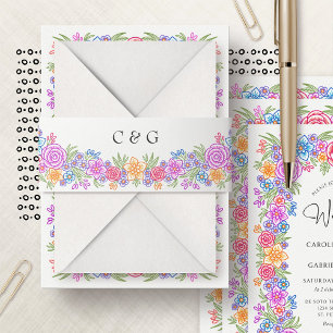Bandeau De Faire-part Fiesta Floral Mariage mexicain