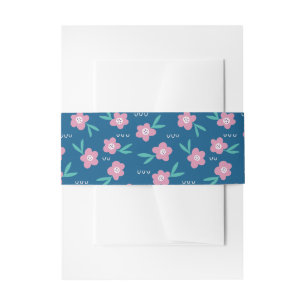 Bandeau De Faire-part Fille rose moderne fleurie botanique