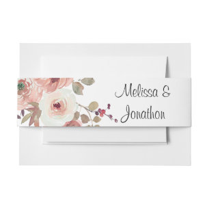 Bandeau De Faire-part Fillette rouge floral Ros Invitation de mariage Be